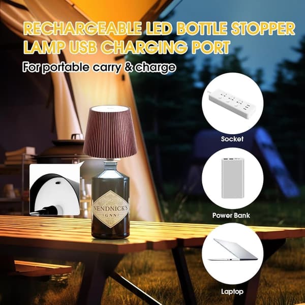 Rechargeable Bottle Lamp Shade with LED and 3 Light Modes