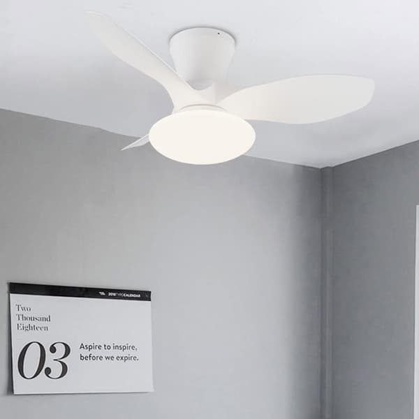 Moderne 80 cm LED-loftventilator med lys, fjernbetjening, smart dæmpbar lavprofilsventilator til planmontering White