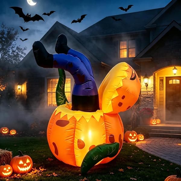 Oppblåsbare monsterben med gresskar, 1,5 m Halloween-dekorasjon for hage, plen og uteplass