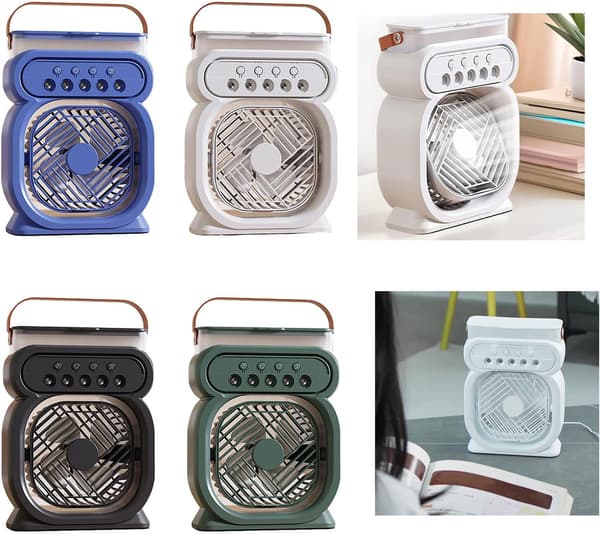 Ventilator Multifunktionel Bærbar Ventilator med Belysning USB-drevet Bordventilator Velegnet til Studerende Rejsende og Campister Gave (Plug-in) Black