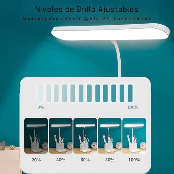 Flexo LED bordlampe skrivebordslampe, øjenbeskyttelse 3 lystilstande 8 niveauer justerbar 360°