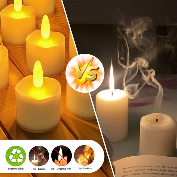 6-pack Flameless LED Tealights with Realistic Moving Flame and Remote Control, Perfect for Christmas, Parties, and Table Decoration S-Without Remote