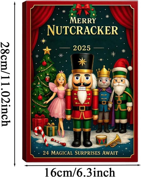 Nøtteknekker Adventskalender 2025 – 24 Dagers Julenedtelling med Figurer og Julepynt
