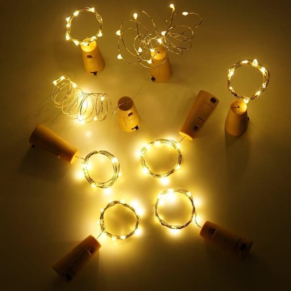 30-pack LED korkljusslinga för vinflaskor, koppartråd, dekorativ julbelysning, varmvit, batteridriven