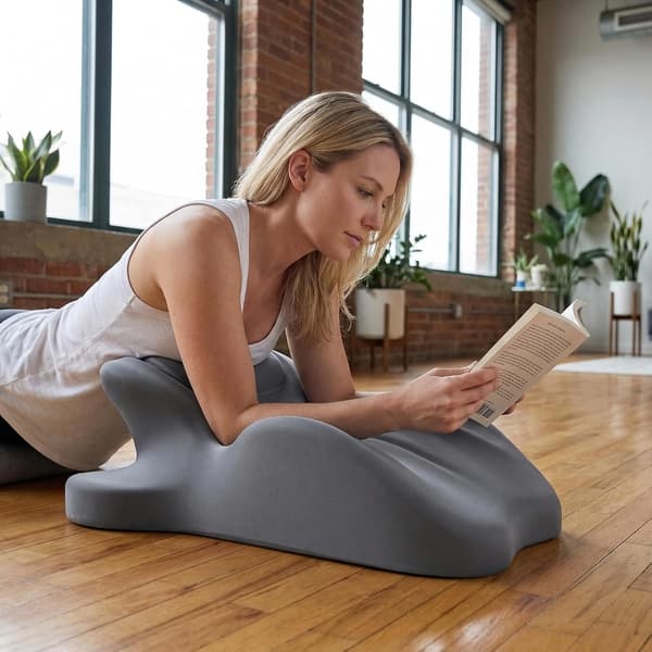 Ergonomic Memory Foam Wedge Pillow, 27° Incline, Back and Neck Support in Multiple Resting Positions Pink 66x53x36cm
