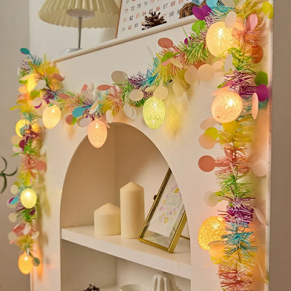 2m-10/4m-20 LED String Lights with Easter Eggs, Battery-Powered Ambient Lamp for Christmas and Easter Festivities 4M 20LED-USB