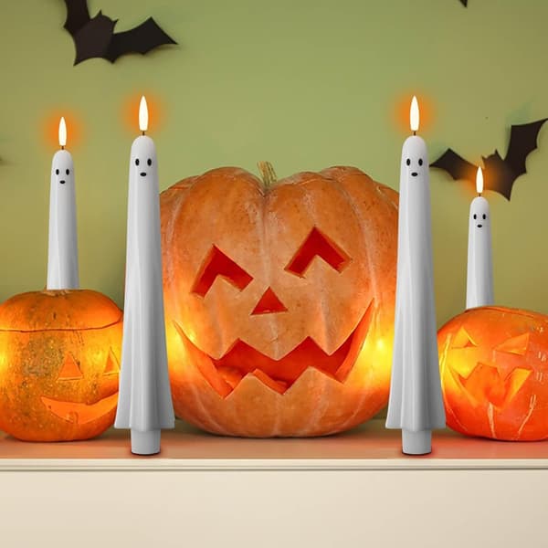 2/4/6 pcs Halloween Ghost LED Flameless Candles, Remote Control and Timer, Decorative Lights for Table and Home 2pcs