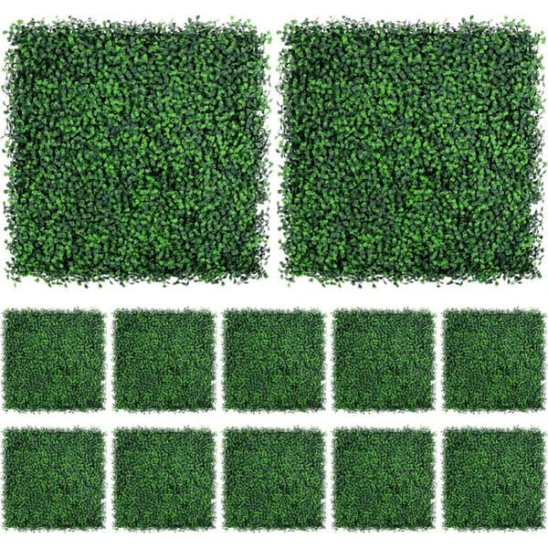 12-pack konstgräsväggpaneler, buxbomimitation, UV-skyddad, insynsskydd, 25x25 cm, utomhus