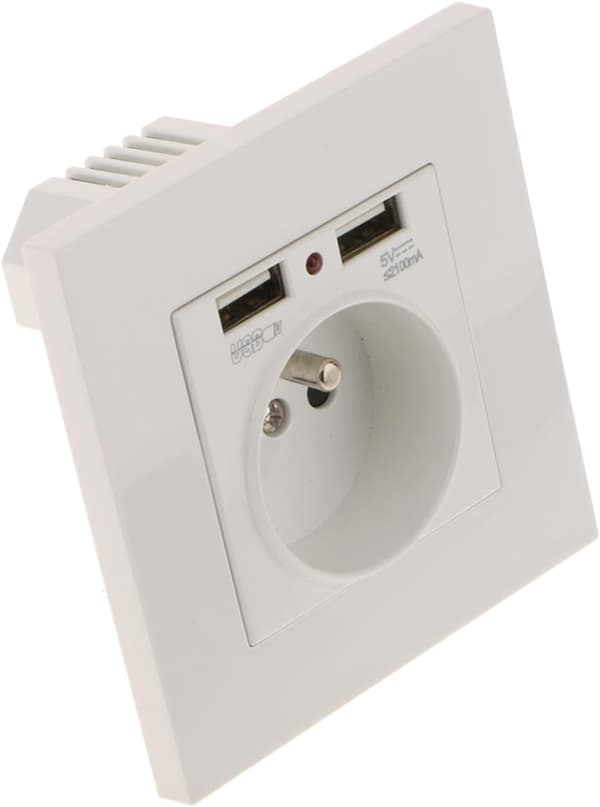 1/2/4 pcs Built-in Wall Socket with Dual USB 5V/2100mA – 2 Practical Ports, Smooth Installation 1-Pack