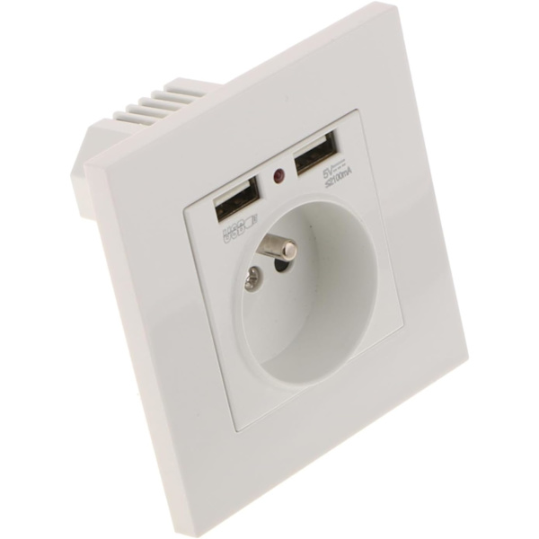 1/2/4 pcs Built-in Wall Socket with Dual USB 5V/2100mA – 2 Practical Ports, Smooth Installation 2-Pack
