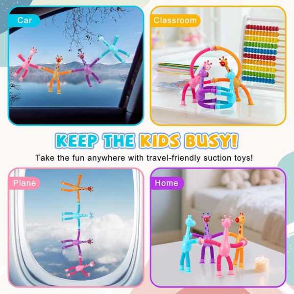 4 st Pop Tubes Giraff Reseflygplan Bilaktiviteter Viktiga Fidgetleksaker