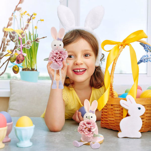 Easter Bunny Figurines 1/4-Pack – Easter Decoration Rabbit, Easter Ornament for Table, Shelf & Easter Tree, Spring Decoration Home Purple-1pc