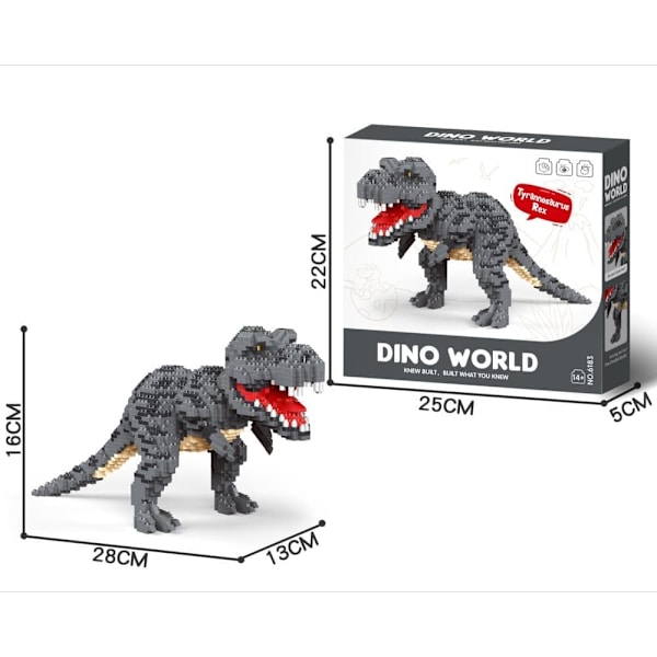 Mini Byggeklodser Dinosaur – T-Rex Model Dekoration til Børn 6+ E