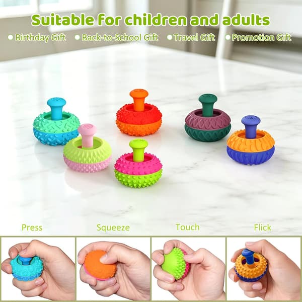 6 STK Silikon Tommelvippe Fidget Leker, Stresslindrende Sensoriske Leker for Angst, ADHD og Autisme