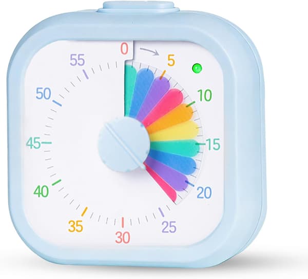 Visuell Timer 60 Minutter, Nedtellingstimer med Regnbuedesign, Stille Timer for Klasserom, Studier, Kontor og Kjøkken Blue