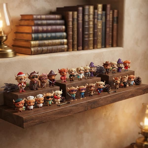 Julekalender 2026 Highland Ko, 24 dage med 3D-ko-figurer, Julekalender, Samlerfigurer og Julepynt