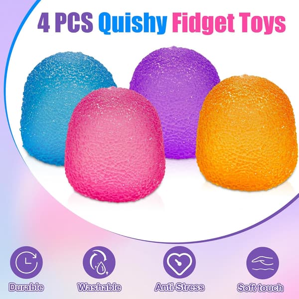 4 STK Gumdrop Squishy, Stressbolde Fidget Legetøj til Børn og Voksne