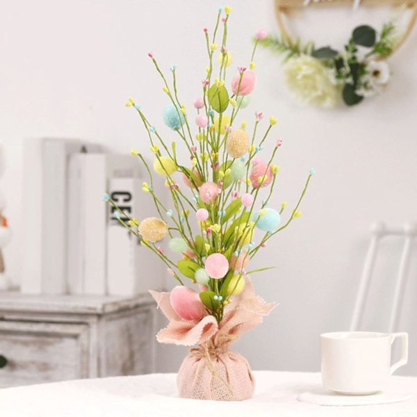 Charming Easter Egg Tree 45cm - Easter Decoration for Home and Office, Festive Spring Decoration with Eggs and Feathers