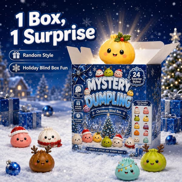 Squishy Adventskalender 2026 – 24 dagers julenedtelling med fidget-leker, mini-klemmeleker og juleoverraskelser, Blå