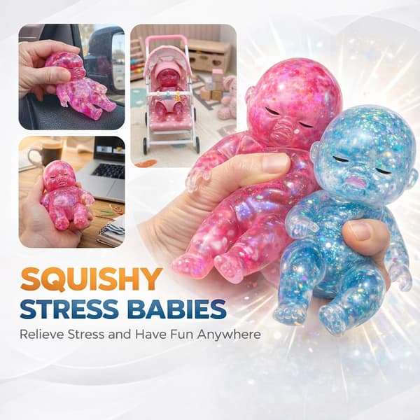 1/2/3 STK Baby Squeeze Glitter Langsomt Stigende Sensorisk Fidget til Stresslindring Blue&Pink