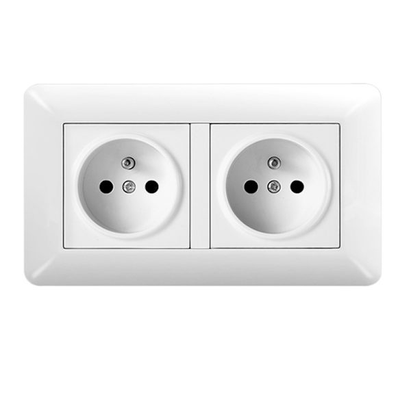 1/2 pcs Double Wall Socket 16A – Built-in Power Outlet White for Home and Office 1-Pack