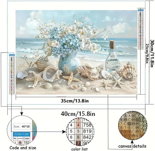 Diamond Painting – 5D Full Drill DIY Wall Art (30×40 cm), Beach Theme