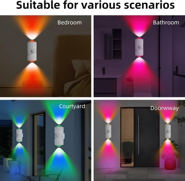 Genopladelig RGB LED Natlampe med Bevægelsessensor – 1/2-pak Sensorlampe 1-pack