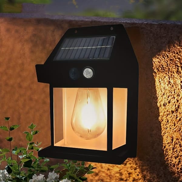 Solcelle vegglamper utendørs, verandabelysning, skumring til daggry, 3 moduser, bevegelsessensor, hage