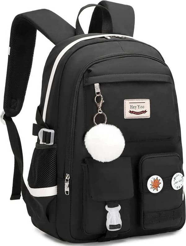 Backpack for School Girls - Cute School Bag for Elementary, Middle & High School Svart