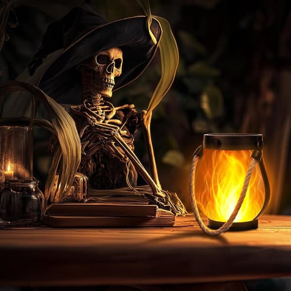 Halloween Dekoration – Solcelle Eldlygte med USB og Dansende Lys til Have og Hjem