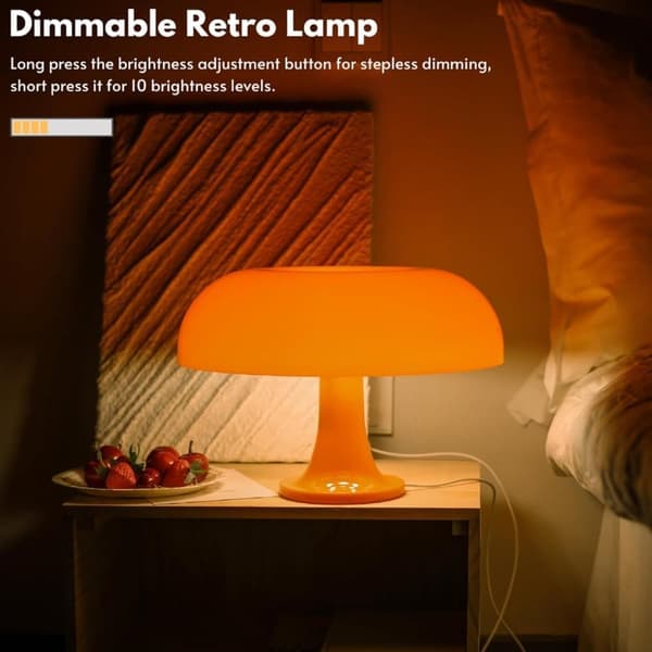 Orange Svamplampa – Dimbar Bordslampa med Retrodesign för Sovrum & Vardagsrum