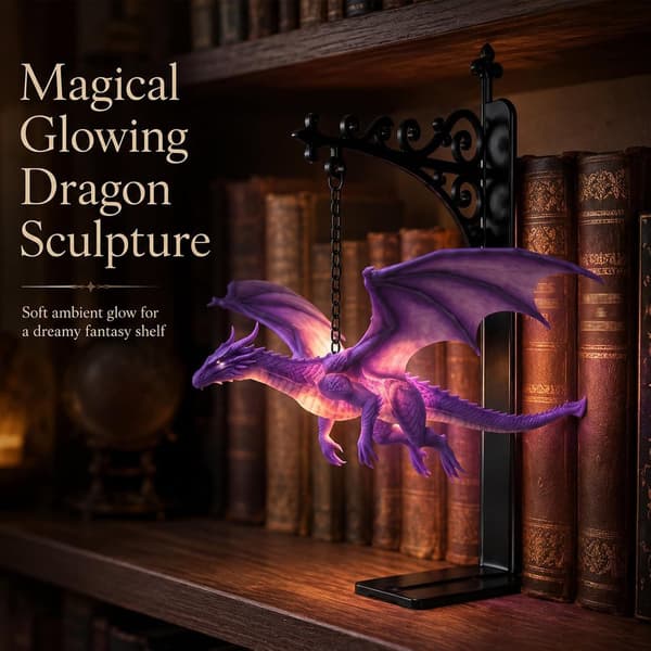 1/2-pack Magical Dragon Lamp for Bookshelf, Floating LED Book Lamp with Warm Light, Fantasy Night Light and Decoration 2-PACK