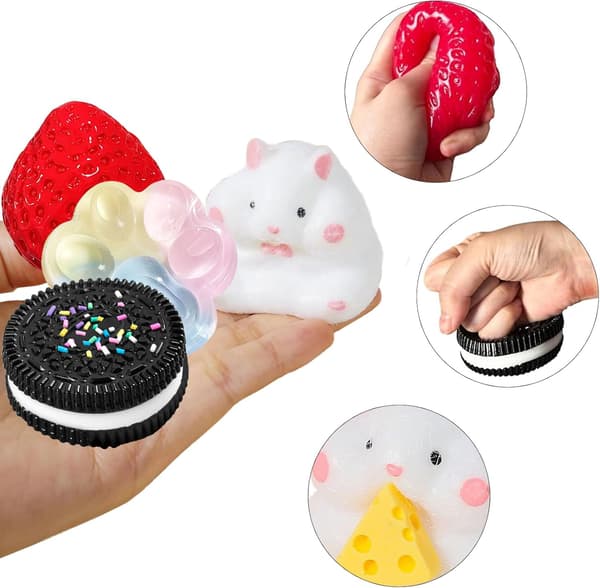 Squishy Fidget-leker – 6-delt Squishy-lekesett for barn og voksne