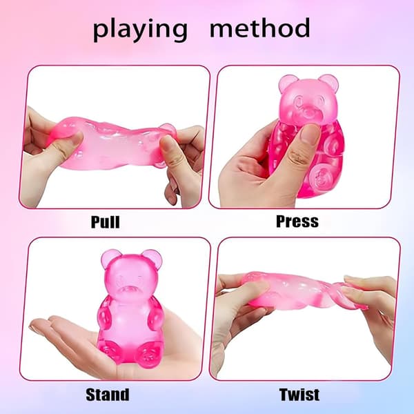 Gummy Bear Stressbolde 2-pak lyserød blå fnugbold Nice Berg kæmpe vingummi afslappende fidgetlegetøj til voksne lyserød og blå