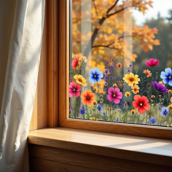 Window Film Flowers 60x30 cm, Privacy Screen and Window Decor, Double-Sided Floral Pattern for Windows, Doors and Glass #1