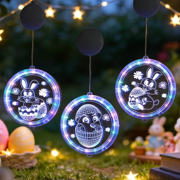 Easter Decoration LED Window Lamp Rabbit & Egg – Hanging Easter Lighting for Windows, Party, Home & Garden Bunny-17cm