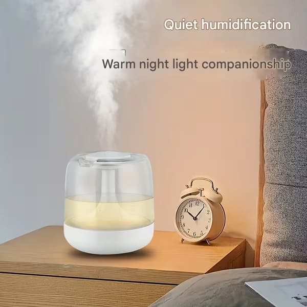 Elektrisk Luftfugter med Aromadiffuser & LED Natlampe – Støjsvag, 7 Farver White