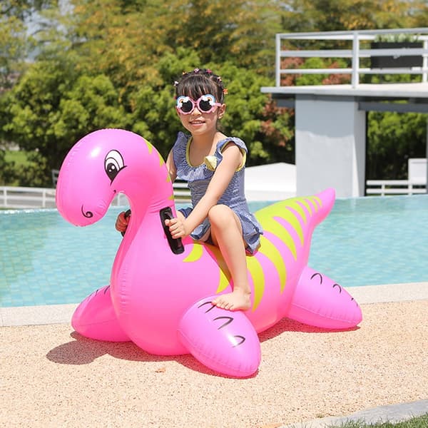 Selvoppustelig dinosaur poolflåde - oppusteligt badelegetøj og flydelegetøj til børn og voksne sommer Green