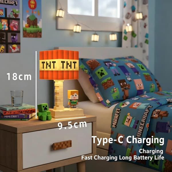 Pixel LED Table Lamp, 5 Colors with Touch Control, USB Desk Lamp, Mood Lighting for Gaming Room and Bedroom Red
