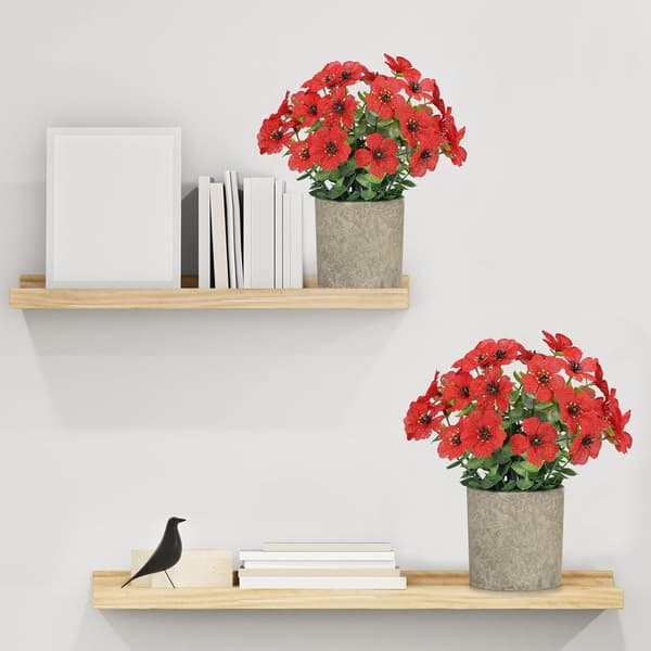 2-Pack Artificial Potted Plants – Small Fake Plants with Daisy & Eucalyptus, Artificial Flowers Home Decor Rose Red