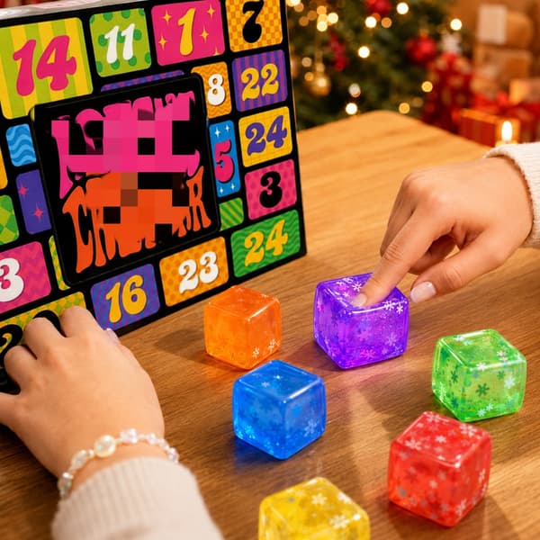 Adventskalender 2026 med 24 Squishies, Julekalender med blødt klemlegetøj og sensorisk fidget-legetøj til børn og voksne
