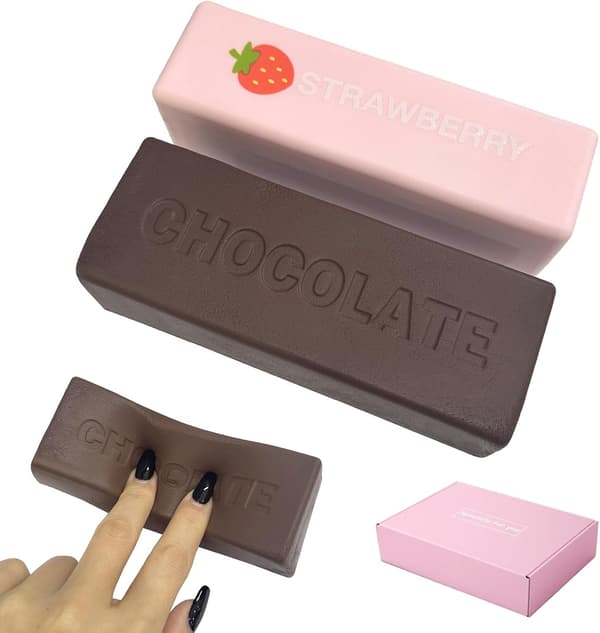 2-pack Squishy Fidget Blocks - Jordgubb & Choklad Långsamt Stigande Klämskum för Stresslindring