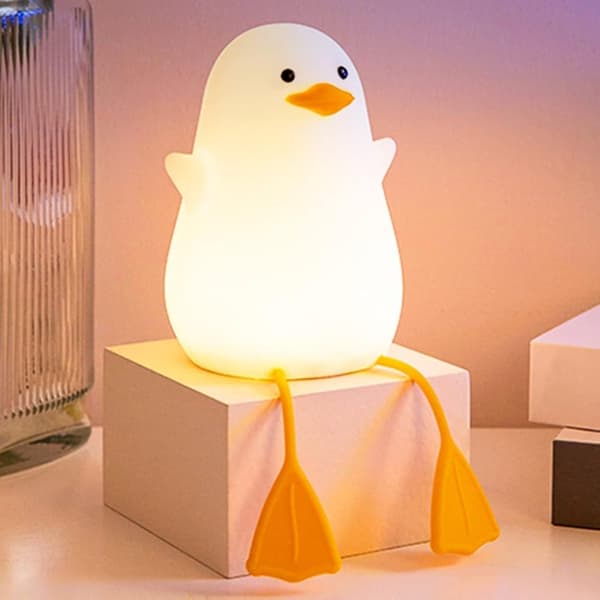 Sød And Natlampe LED, Børnelampe Dæmpbar Sengelampe Genopladelig USB Timer Gave Warm Light