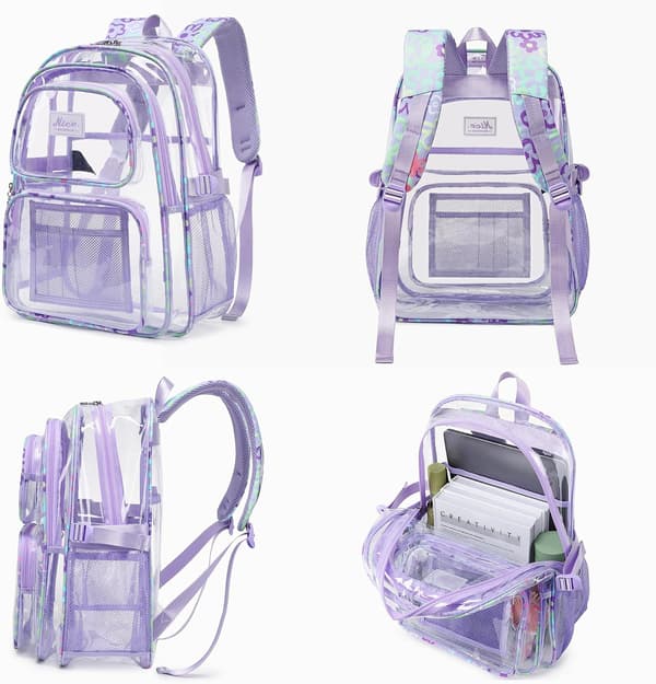 Transparent Backpack for Girls, Clear School Backpack for Kids, Practical and Durable School Bag 45x32x17 cm Black