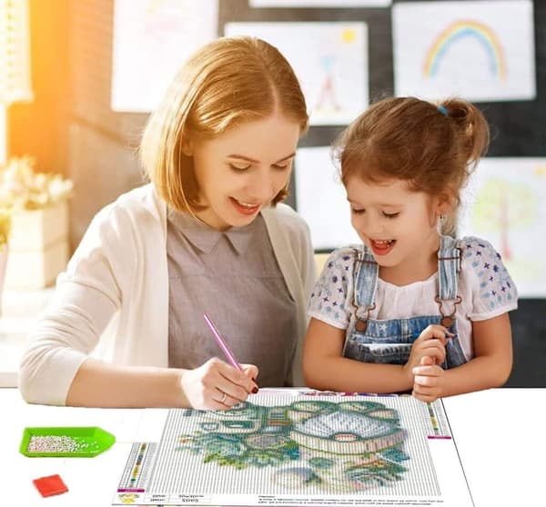 Diamantmålning – 5D Full Drill DIY Kit (30×30 cm), Tomte med Lastbil & Suckulenter
