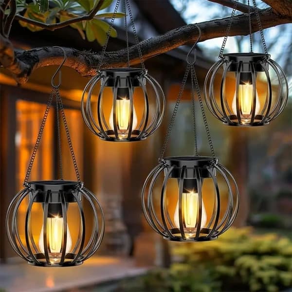 Solcellslampor Utomhus 1/2/4-Pack, Hängande Dekorativa LED-Lampor Vattentäta IP65