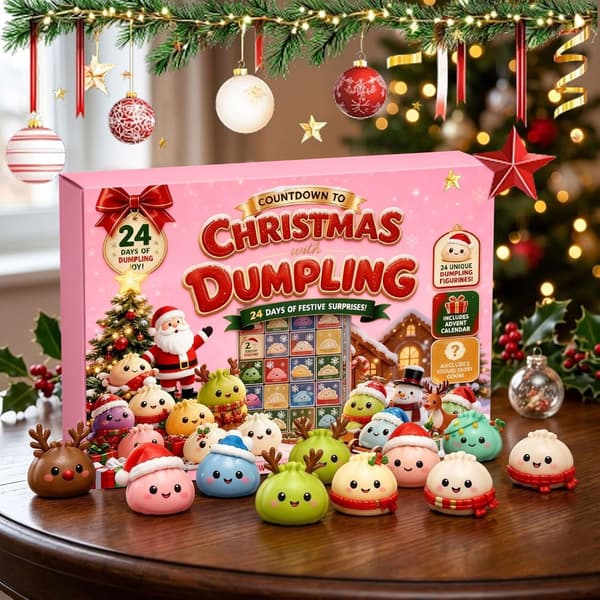 Julekalender 2026 Squishy – 24 dages julekalender med søde klemmelegetøj og fidget-legetøj, juleoverraskelse