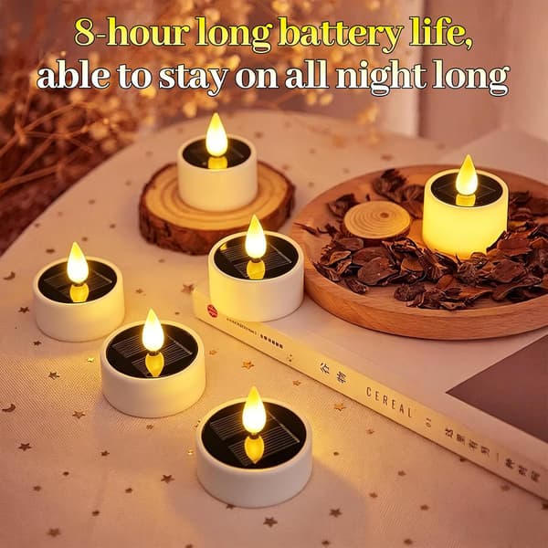 6/12-pack Solar Powered LED Ball Lights with Flickering Flame, Warm White Lighting and Automatic Night Activation 12pcs