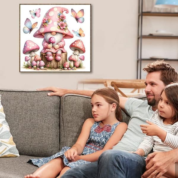 Diamantmålning – 5D DIY Väggdekor (30×30 cm), Tomte & Svampmotiv