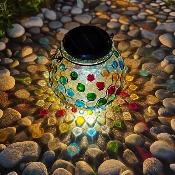 Utendørs solcellelampe Mosaikk Bordlampe Vanntett 1st-varmljus